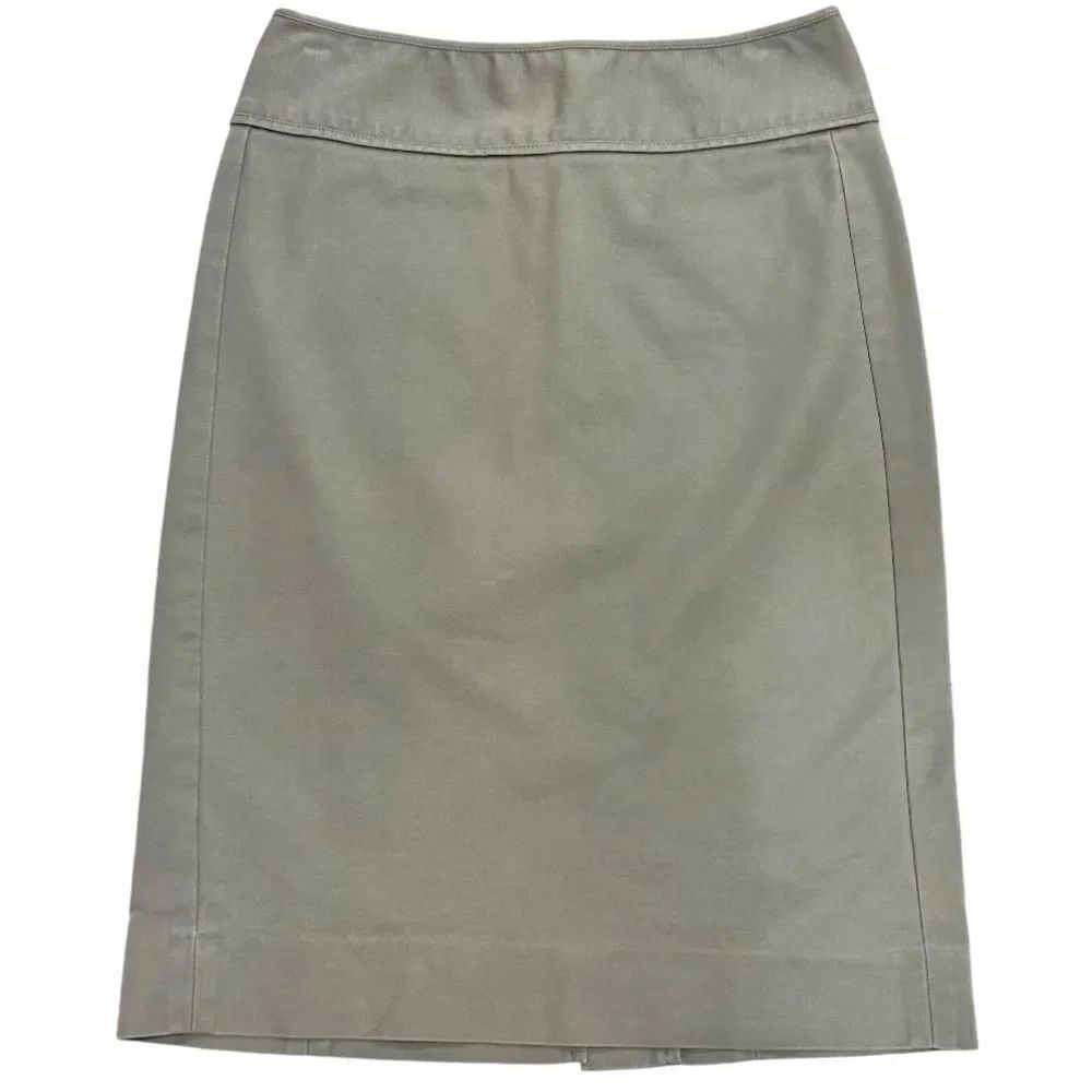 Gap Grey Chino Stretch Cotton Blend Knee Length Pencil Skirt Size 0